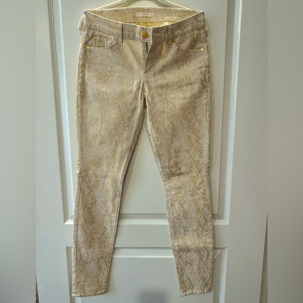 7 for all mankind gold and cream pants
